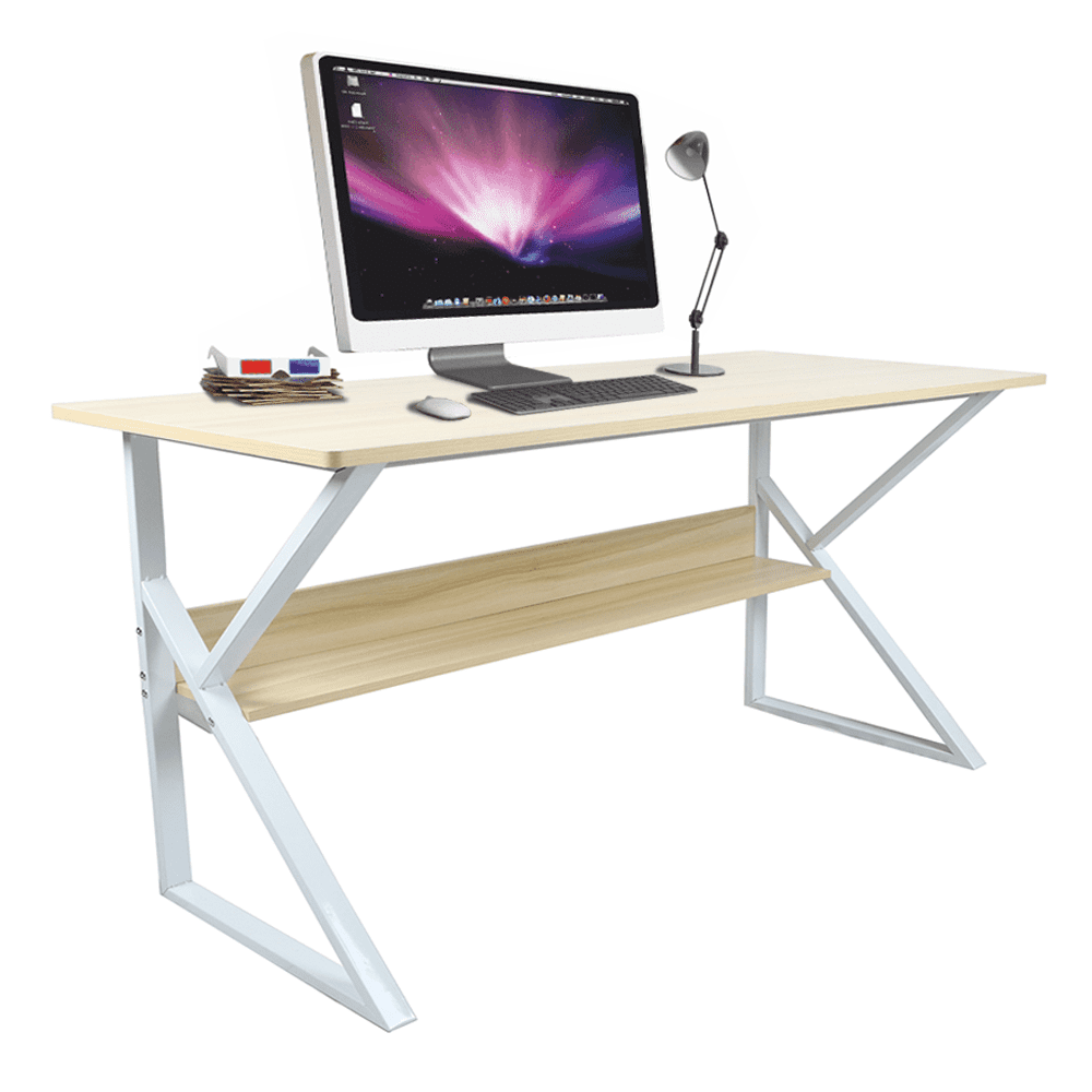 KONDELA Písací stôl, s policou, dub prírodný / biela, TARCAL 140